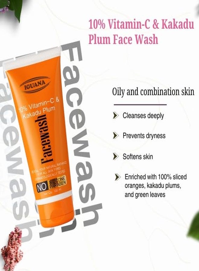 Iguana 10% Vitamin C Face Wash with Kakadu Plum | Brightening Facial Cleanser for Dull Skin & Uneven Tone | Silicone-Free, Paraben-Free | 100 ml (3.38 fl oz) - Image 2